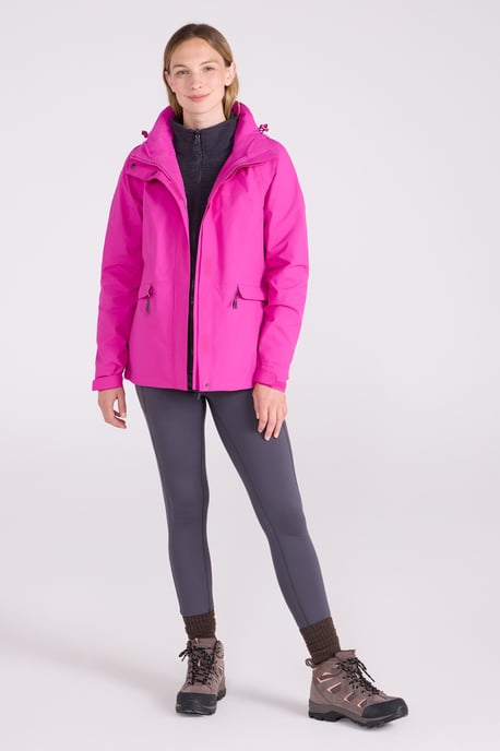 'Thunderstorm' Women's 3 in 1 Jacket Waterproof Inner Fleece Hooded Winter Coat Pink - Image 2