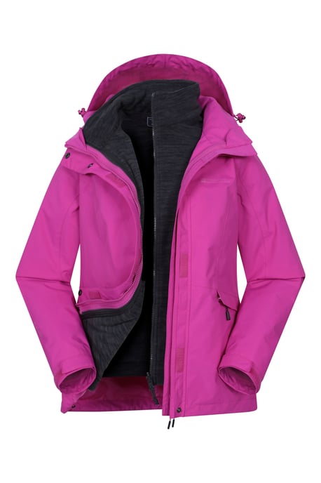 'Thunderstorm' Women's 3 in 1 Jacket Waterproof Inner Fleece Hooded Winter Coat Pink - Image 6