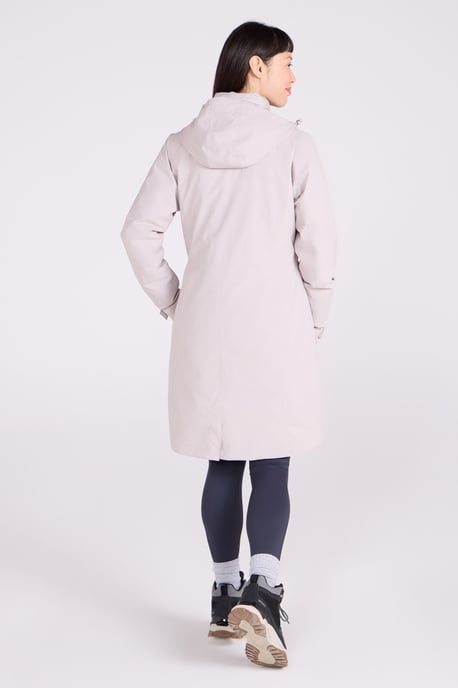 'Alaskan' Women's 3 In 1 Long Jacket with Adjustable Hood Waterproof Coat Ecru - Image 6