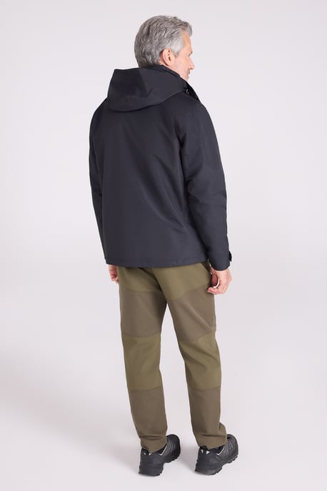 'Fell' Men's 3 in 1 Water Resistant Jacket Adjustable Hood Full Zip Winter Coat Black - Image 6