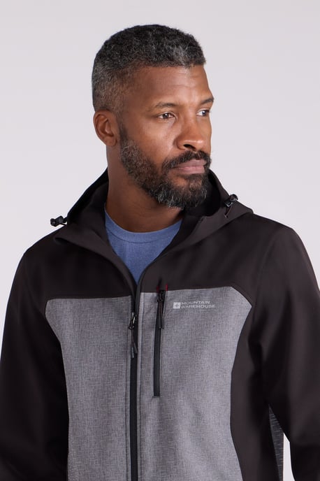 'Illuminate II' Men's Softshell Jacket Water Resistant Windproof Coat Dark Grey - Image 3