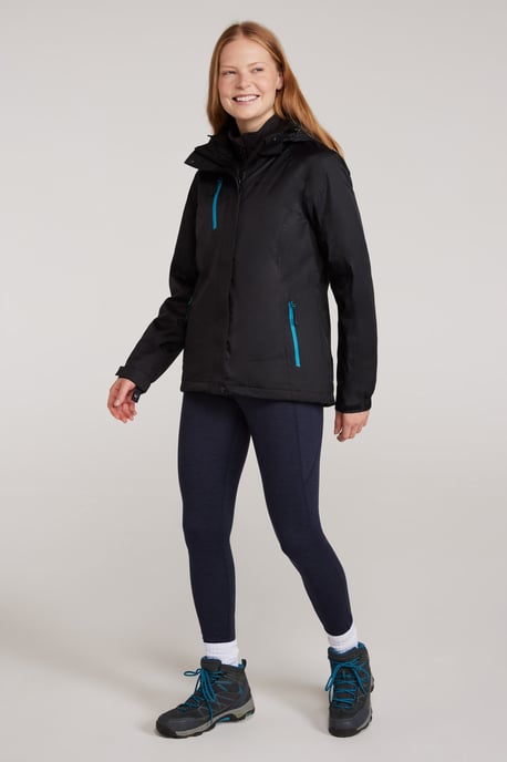 'Bracken' Women's Extreme 3 in 1 Waterproof Jacket Warm Inner Fleece Winter Coat Black - Image 3
