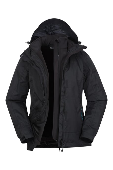 'Bracken' Women's Extreme 3 in 1 Waterproof Jacket Warm Inner Fleece Winter Coat Black - Image 5