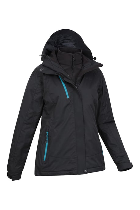 'Bracken' Women's Extreme 3 in 1 Waterproof Jacket Warm Inner Fleece Winter Coat Black - Image 6