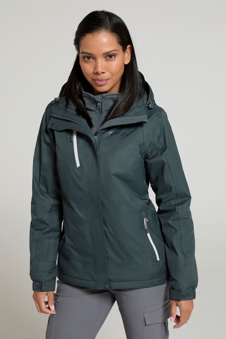'Bracken' Women's Extreme 3 in 1 Waterproof Jacket Warm Inner Fleece Winter Coat Khaki - Image 2