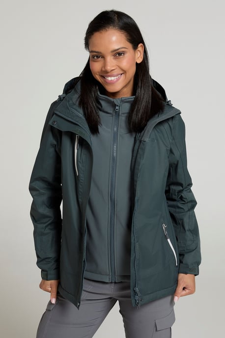 'Bracken' Women's Extreme 3 in 1 Waterproof Jacket Warm Inner Fleece Winter Coat Khaki - Image 3