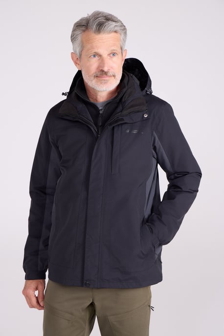'Thunderstorm' Men's 3 in 1 Jacket Waterproof Inner Fleece Hooded Winter Coat Dark Grey - Image 1