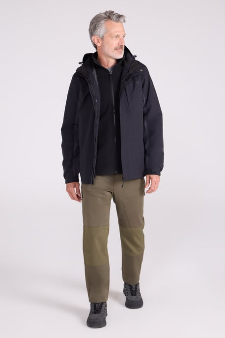 'Thunderstorm' Men's 3 in 1 Jacket Waterproof Inner Fleece Hooded Winter Coat Dark Grey - Image 2