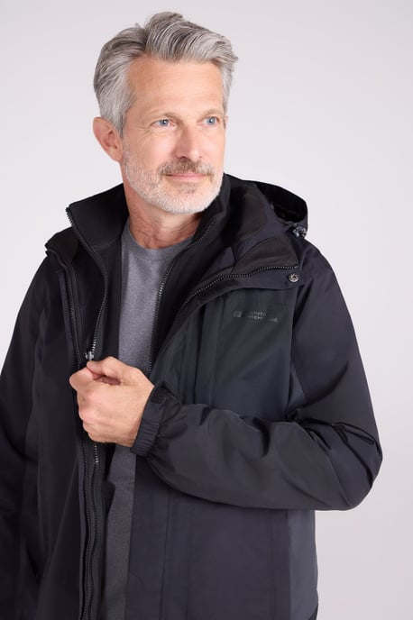 'Thunderstorm' Men's 3 in 1 Jacket Waterproof Inner Fleece Hooded Winter Coat Dark Grey - Image 3