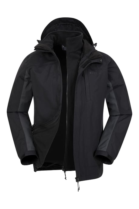 'Thunderstorm' Men's 3 in 1 Jacket Waterproof Inner Fleece Hooded Winter Coat Dark Grey - Image 6