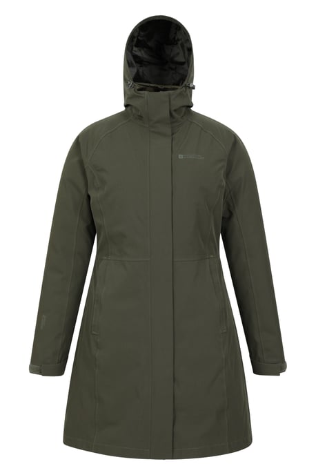 'Alaskan' Women's 3 In 1 Long Jacket with Adjustable Hood Waterproof Coat Khaki - Image 6