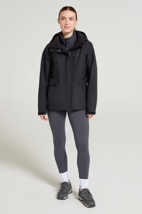 'Thunderstorm' Women's 3 in 1 Jacket Waterproof Inner Fleece Hooded Winter Coat Black - Image 2