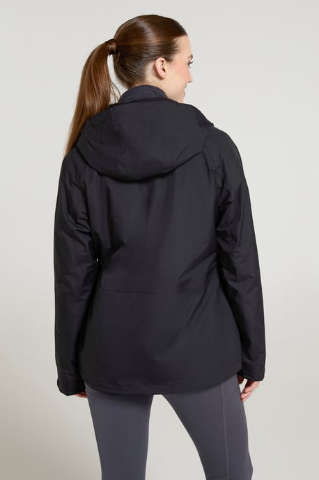 'Thunderstorm' Women's 3 in 1 Jacket Waterproof Inner Fleece Hooded Winter Coat Black - Image 3
