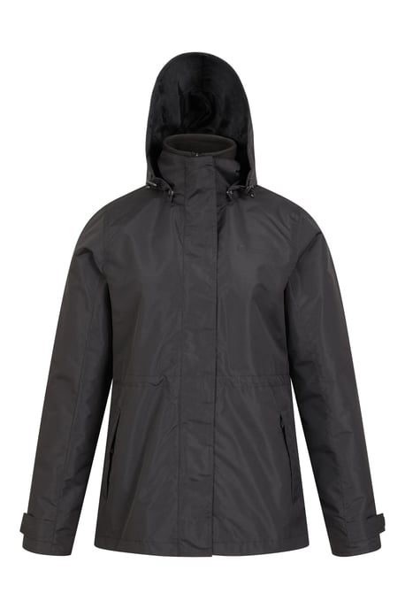 'Fell' Women's 3 in 1 Jacket Water Resistant Inner Fleece Hooded Rain Jacket Black - Image 6