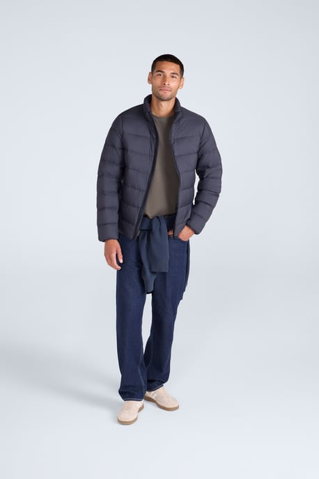 Men's Lightweight Down Jacket Water Resistant Zip Up Hooded Puffer Winter Coat Black - Image 2