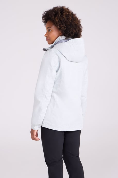 'Bracken' Women's Melange 3 in 1 Jacket Waterproof Hooded Full Zip Winter Coat White - Image 5