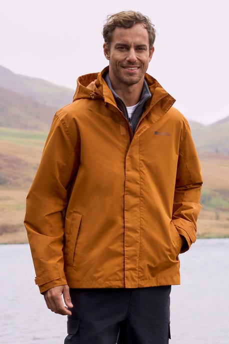 'Fell' Men's 3 in 1 Water Resistant Jacket Adjustable Hood Full Zip Winter Coat Orange - Image 1