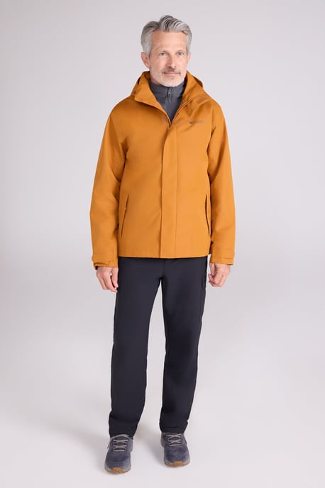 'Fell' Men's 3 in 1 Water Resistant Jacket Adjustable Hood Full Zip Winter Coat Orange - Image 4