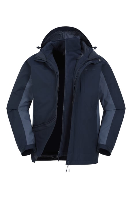 'Thunderstorm' Men's 3 in 1 Jacket Waterproof Inner Fleece Hooded Winter Coat Dark Blue - Image 2