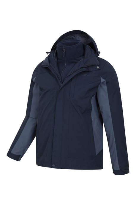 'Thunderstorm' Men's 3 in 1 Jacket Waterproof Inner Fleece Hooded Winter Coat Dark Blue - Image 5