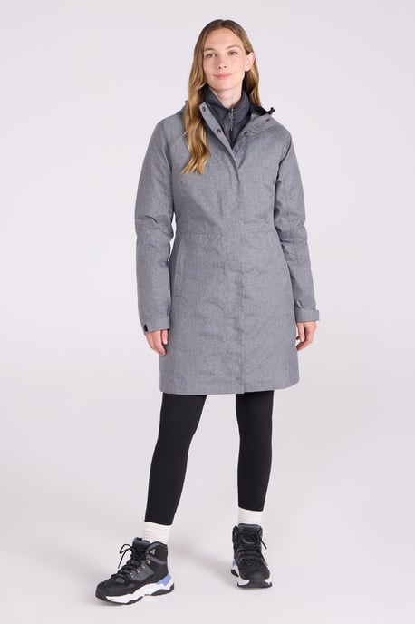 'Alaskan' Women's 3 In 1 Long Jacket with Adjustable Hood Waterproof Coat Dark Grey - Image 2