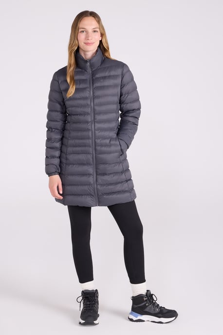 'Alaskan' Women's 3 In 1 Long Jacket with Adjustable Hood Waterproof Coat Dark Grey - Image 3