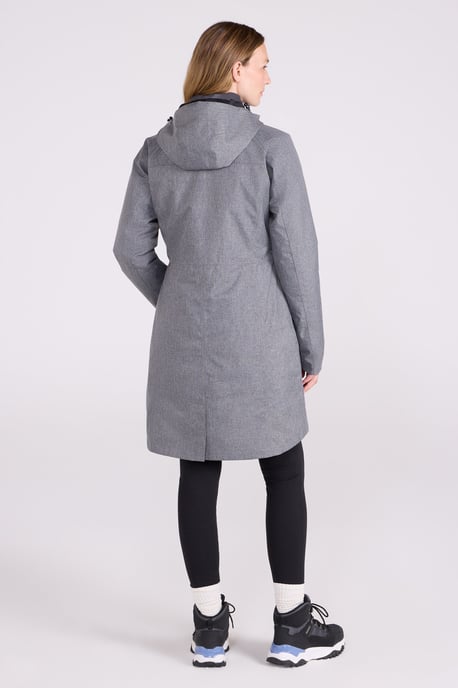 'Alaskan' Women's 3 In 1 Long Jacket with Adjustable Hood Waterproof Coat Dark Grey - Image 5