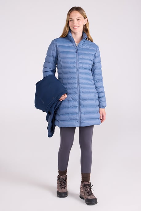 'Alaskan' Women's 3 In 1 Long Jacket with Adjustable Hood Waterproof Coat Dark Blue - Image 3