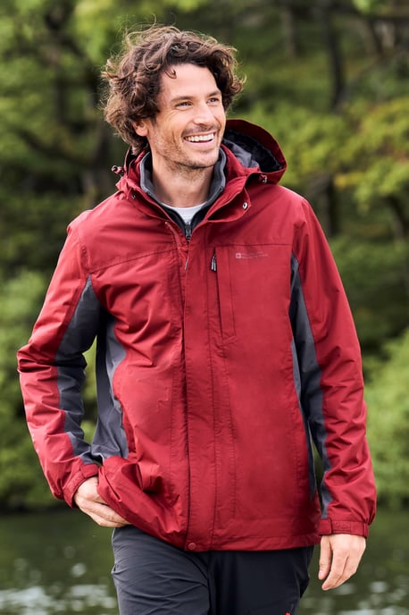 'Thunderstorm' Men's 3 in 1 Jacket Waterproof Inner Fleece Hooded Winter Coat Red - Image 2