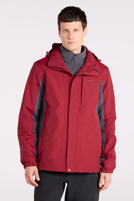 'Thunderstorm' Men's 3 in 1 Jacket Waterproof Inner Fleece Hooded Winter Coat Red - Image 4