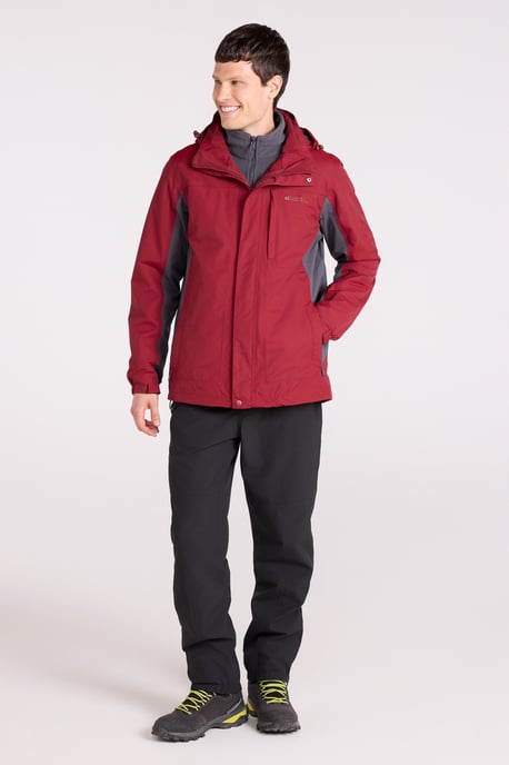 'Thunderstorm' Men's 3 in 1 Jacket Waterproof Inner Fleece Hooded Winter Coat Red - Image 5
