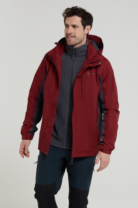 'Thunderstorm' Men's 3 in 1 Jacket Waterproof Inner Fleece Hooded Winter Coat Red - Image 6