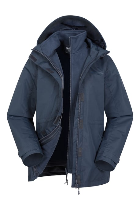 'Fell' Women's 3 in 1 Jacket Water Resistant Inner Fleece Hooded Rain Jacket Navy - Image 2