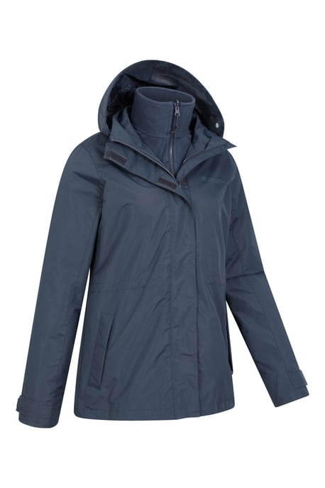 'Fell' Women's 3 in 1 Jacket Water Resistant Inner Fleece Hooded Rain Jacket Navy - Image 3