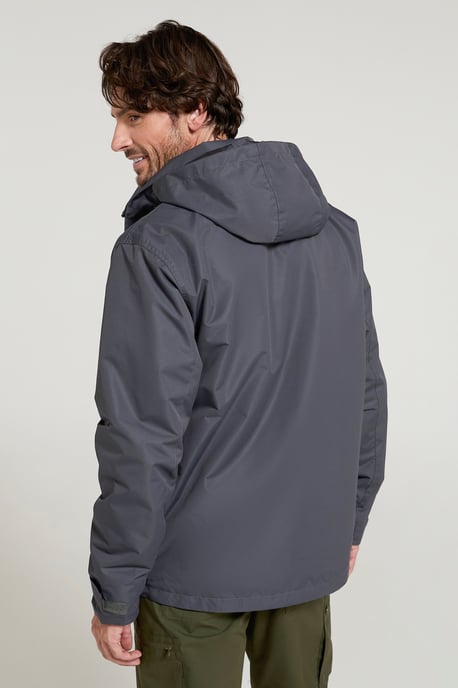 'Fell' Men's 3 in 1 Water Resistant Jacket Adjustable Hood Full Zip Winter Coat Grey - Image 3