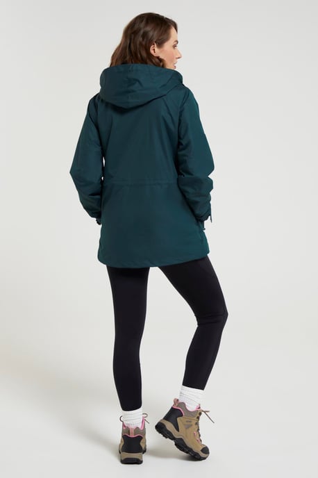'Fell' Women's 3 in 1 Jacket Water Resistant Inner Fleece Hooded Rain Jacket Dark Green - Image 3