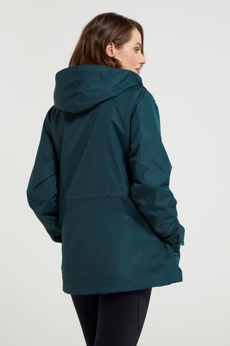 'Fell' Women's 3 in 1 Jacket Water Resistant Inner Fleece Hooded Rain Jacket Dark Green - Image 4
