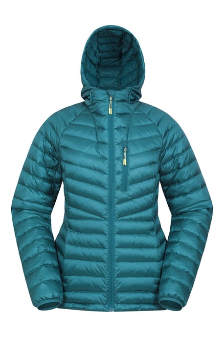 'Skyline' Women's Hydrophobic Down Jacket Water Resistant Hooded Winter Coat Teal - Image 2
