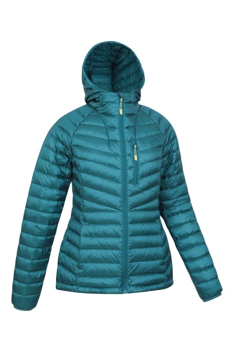 'Skyline' Women's Hydrophobic Down Jacket Water Resistant Hooded Winter Coat Teal - Image 3