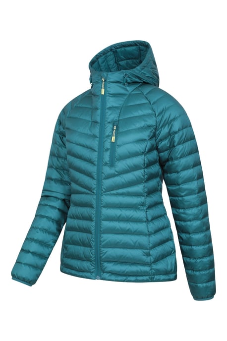 'Skyline' Women's Hydrophobic Down Jacket Water Resistant Hooded Winter Coat Teal - Image 5