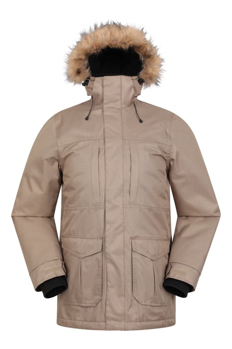 'Gorge' Men's Long Jacket Waterproof Breathable Warm Comfy Coat Stone - Image 5