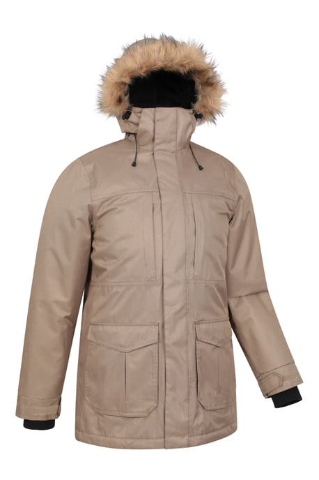 'Gorge' Men's Long Jacket Waterproof Breathable Warm Comfy Coat Stone - Image 6