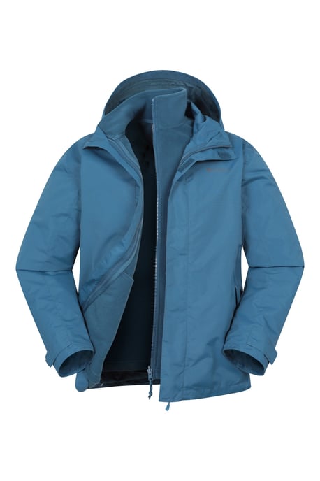 'Fell' Men's 3 in 1 Water Resistant Jacket Adjustable Hood Full Zip Winter Coat Dark Blue - Image 6