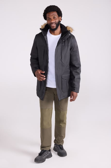'Gorge' Men's Long Jacket Waterproof Breathable Warm Comfy Coat Black - Image 2