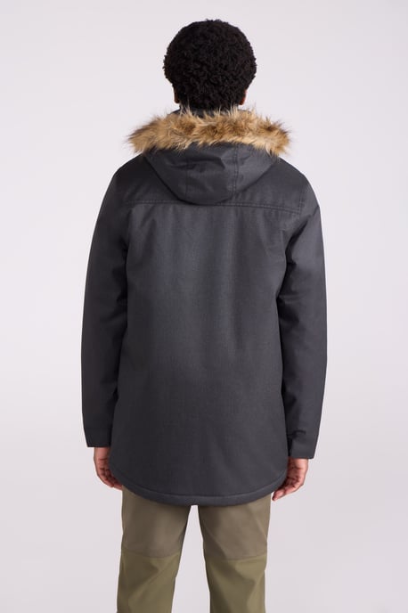 'Gorge' Men's Long Jacket Waterproof Breathable Warm Comfy Coat Black - Image 3
