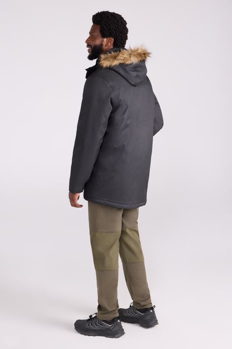 'Gorge' Men's Long Jacket Waterproof Breathable Warm Comfy Coat Black - Image 4