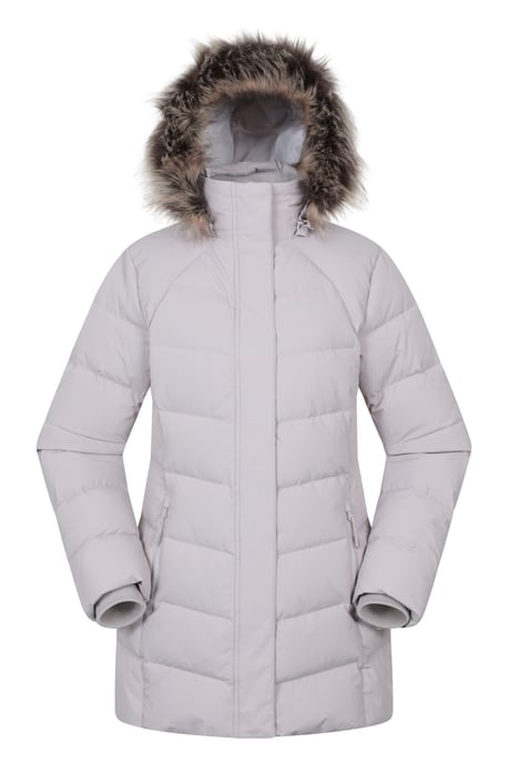 'Isla II' Women's Down Jacket Water Resistant Faux Fur Hood Warm Winter Coat Ecru - Image 6