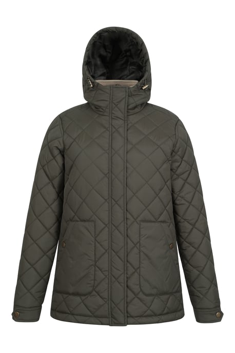 'Nebraskan' Women's Borg Gilet Warm Hooded Water Resistant Winter 3 In 1 Jacket Khaki - Image 6