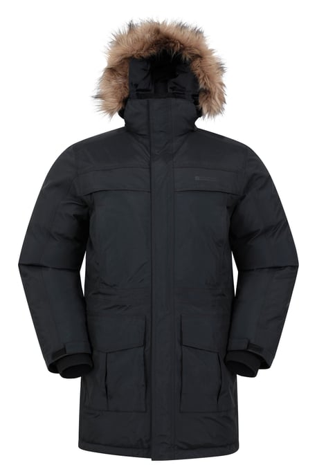 'Antarctic' Men's Extreme Down Jacket Faux Fur Hood Warm Full Zip Winter Coat Charcoal - Image 5