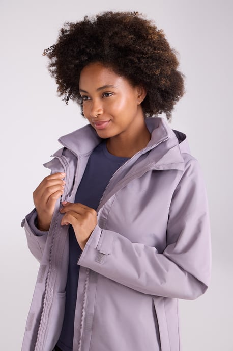 'Fell' Women's 3 in 1 Jacket Water Resistant Inner Fleece Hooded Rain Jacket Purple - Image 3